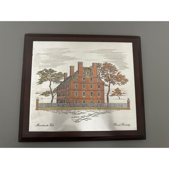 Vintage Massachusetts Hall Harvard University Metal Etched Drawing187/500